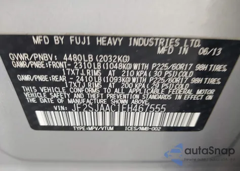 2014 Subaru Forester 2.5I z USA, uszkodzony, nr VIN JF2SJAAC1EH467555